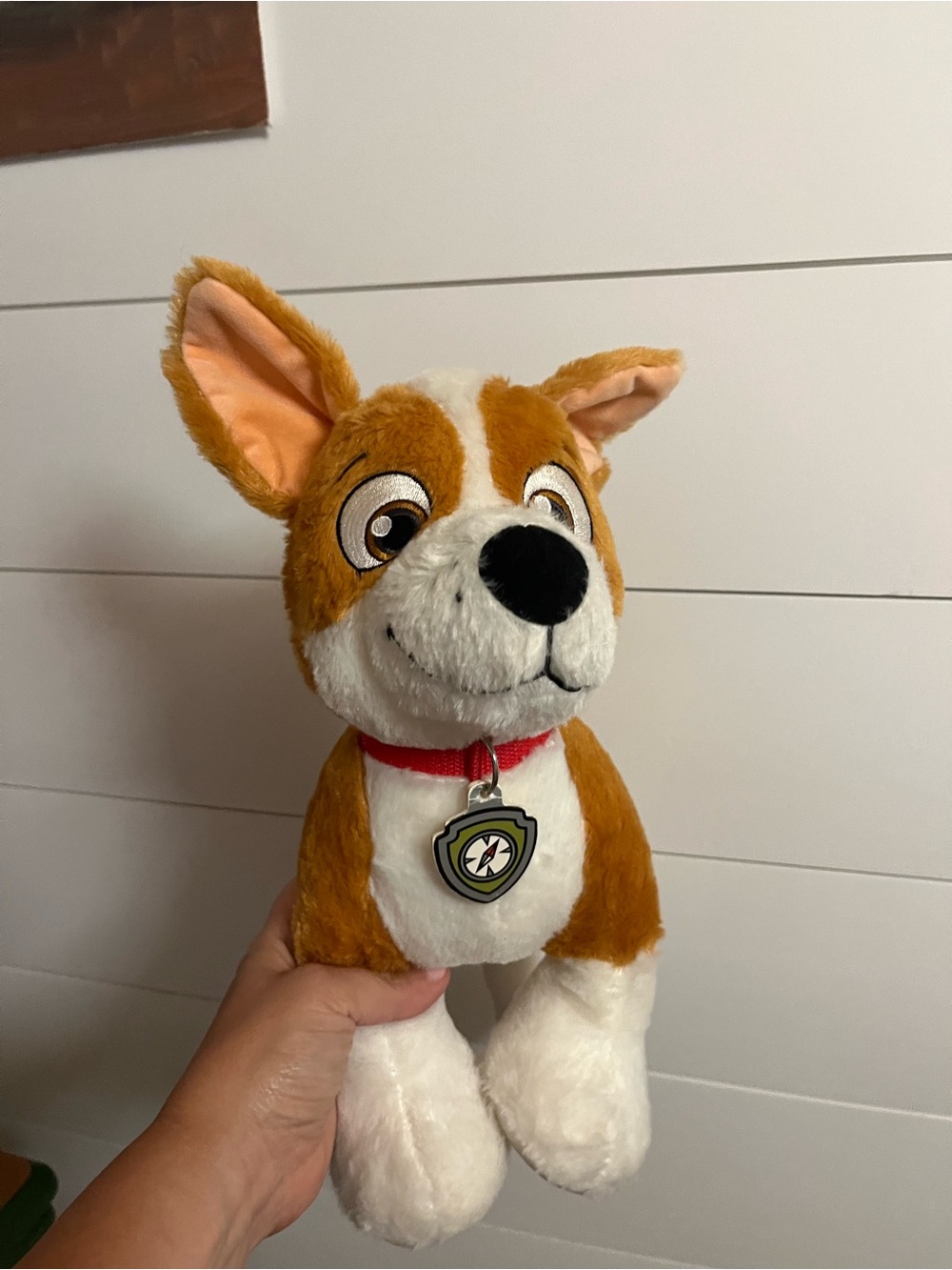 Build a Bear Paw Patrol Tracker Plush Stuffed Puppy Dog Brown White 15" Collar